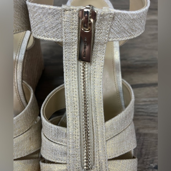 NEW Michael Kors Women's Berkley Gold Wedge Sandals - Picture 3 of 14